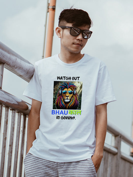 Bhaukaal White T-Shirt by HUSTLE CLAN