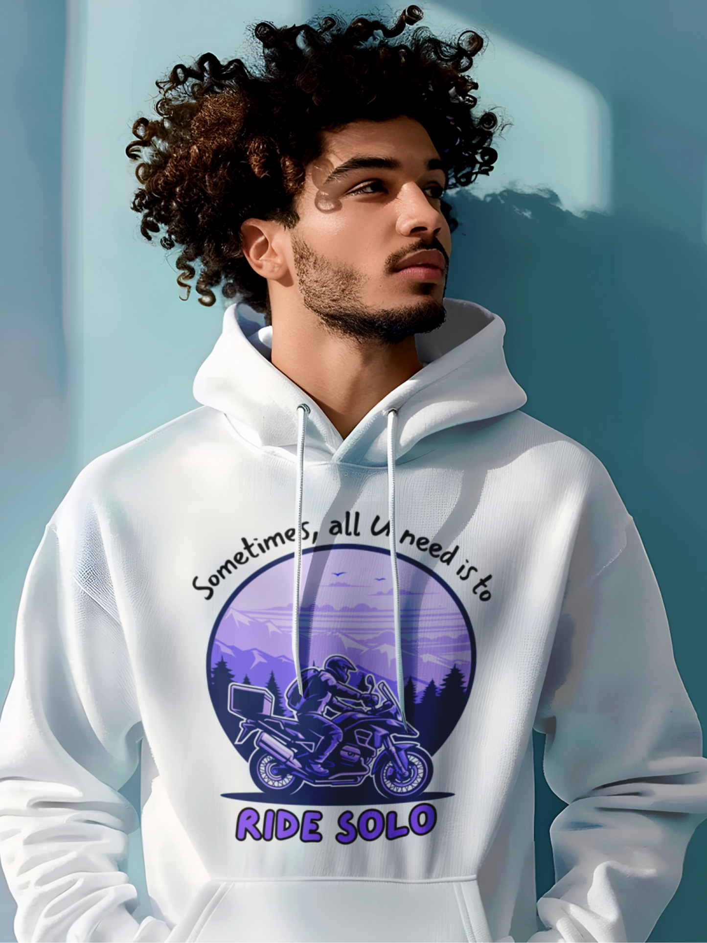 Riding Solo Biker Unisex Hoodie by HUSTLE CLAN