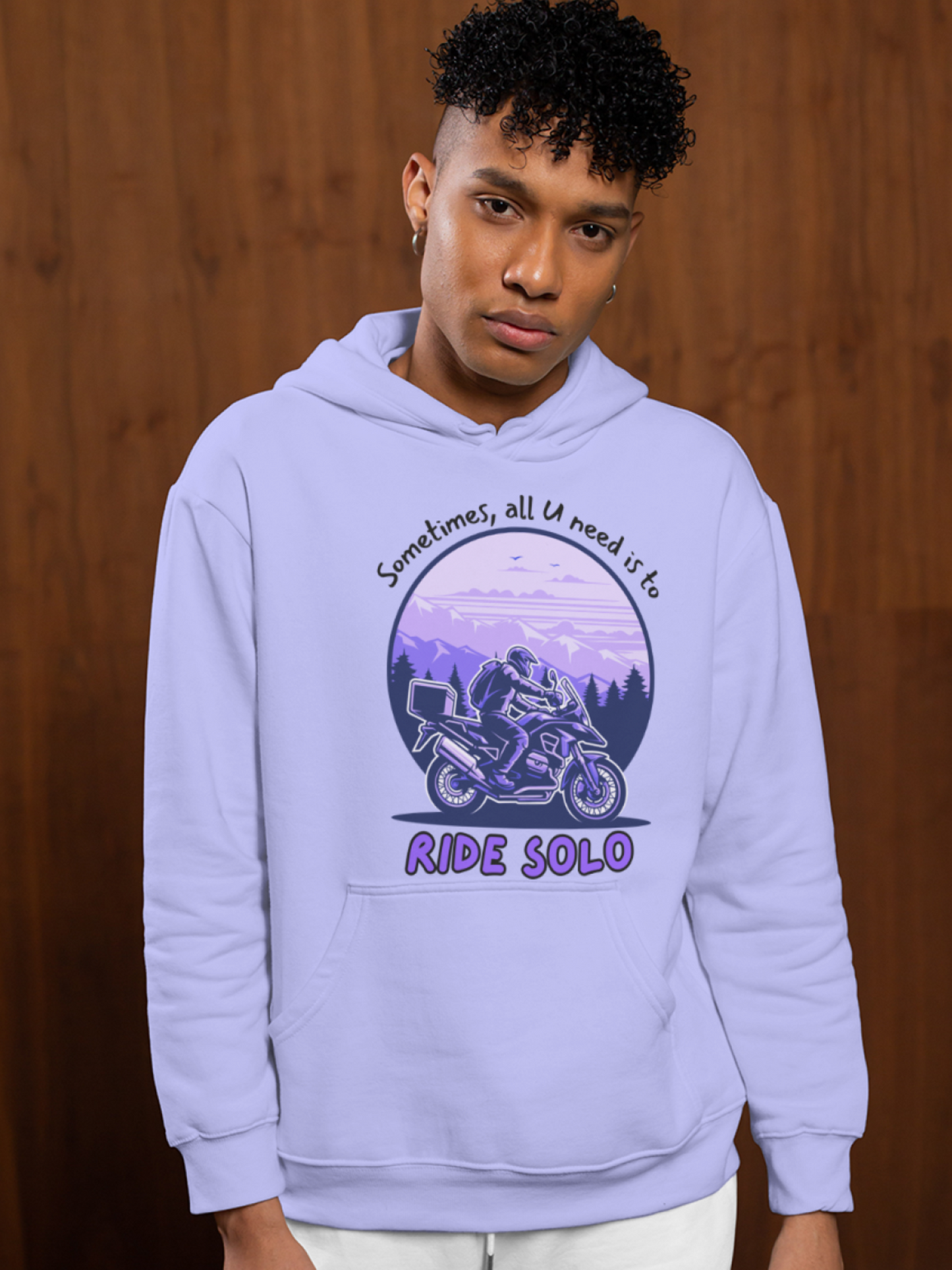 Riding Solo Biker Unisex Hoodie by HUSTLE CLAN