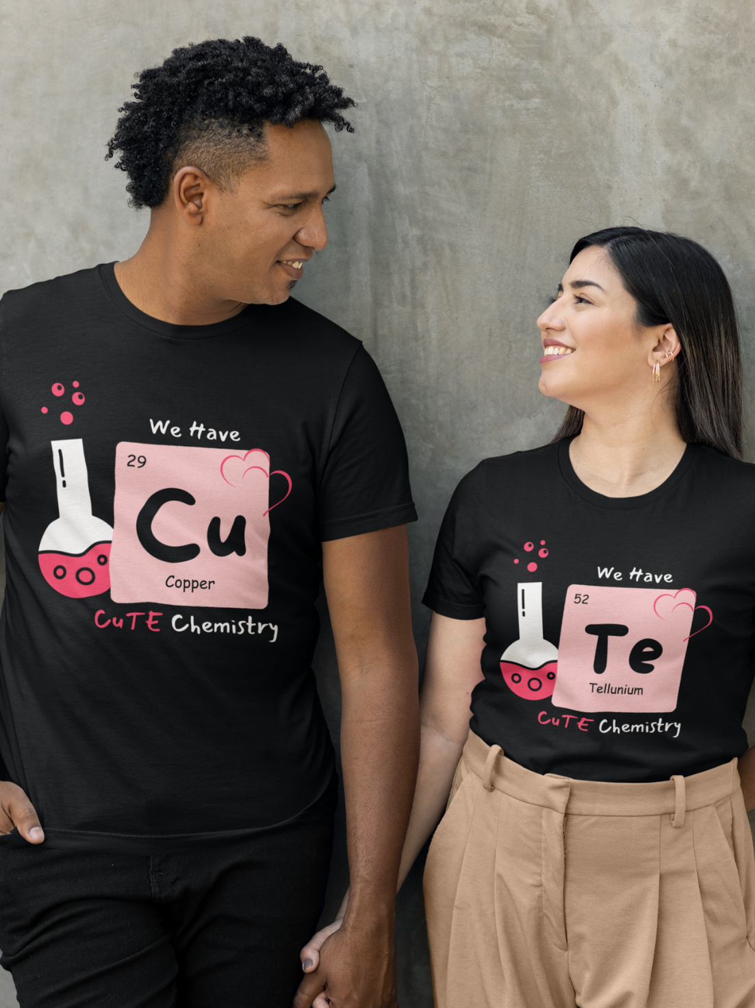 Cute Chemistry T-shirts (Black) Couple COMBO by HUSTLE CLAN